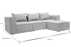 Canapé d'angle modulable 4 places en tissu effet velours texturé beige KERRY