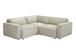 Canapé d'angle modulable 3 places en tissu effet velours texturé beige SPLIT