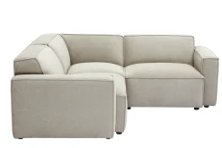 Canapé d'angle modulable 3 places en tissu effet velours texturé beige SPLIT