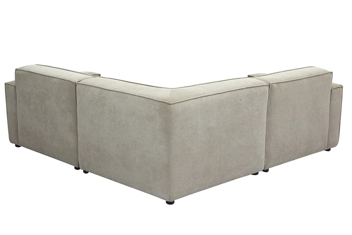 Canapé d'angle modulable 3 places en tissu effet velours texturé beige SPLIT