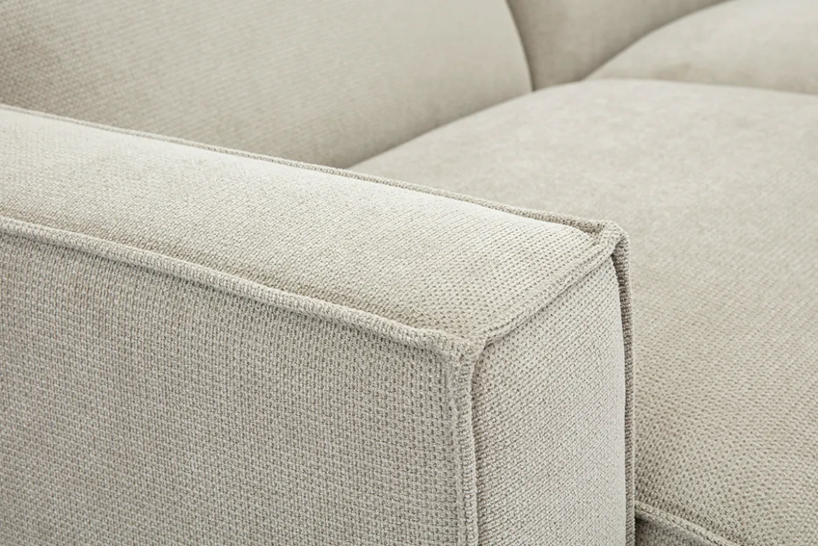 Canapé d'angle modulable 3 places en tissu effet velours texturé beige SPLIT