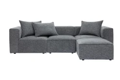 Canapé d'angle modulable 4 places en tissu chiné gris foncé KERRY