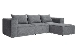 Canapé d'angle modulable 4 places en tissu chiné gris foncé KERRY