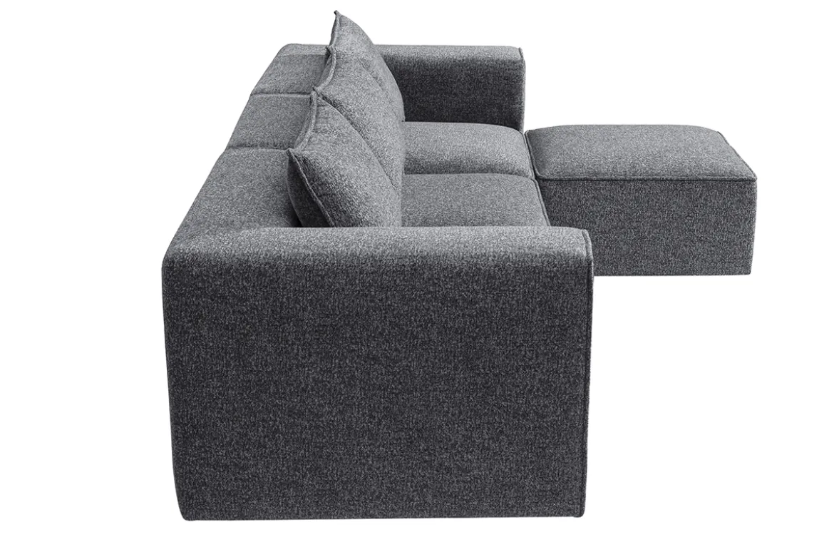 Canapé d'angle modulable 4 places en tissu chiné gris foncé KERRY