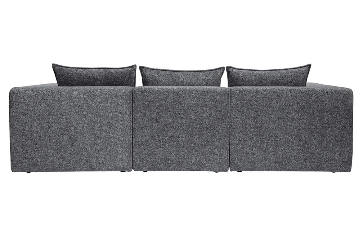 Canapé d'angle modulable 4 places en tissu chiné gris foncé KERRY