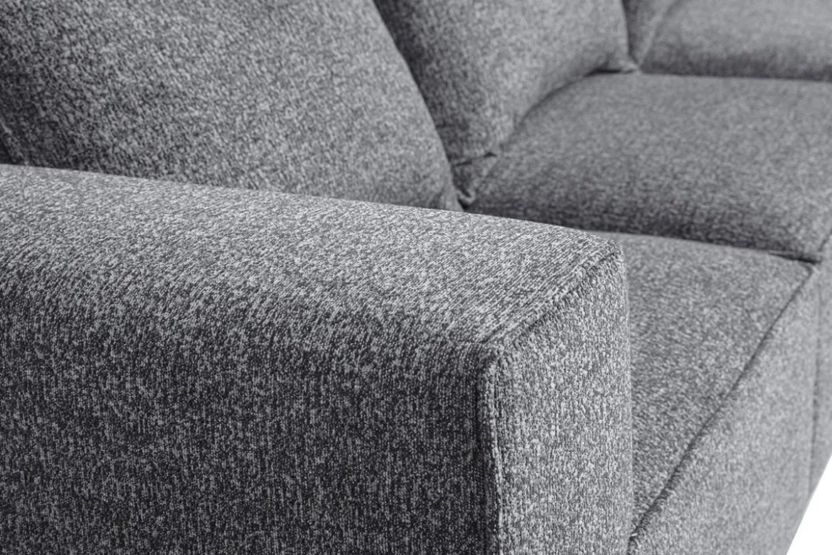 Canapé d'angle modulable 4 places en tissu chiné gris foncé KERRY