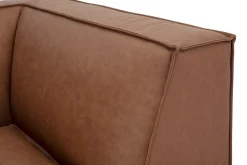 Canapé d'angle modulable vintage 5 places et pouf en cuir marron SPLIT
