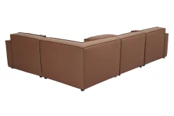 Canapé d'angle modulable vintage 5 places et pouf en cuir marron SPLIT