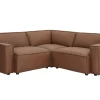 Canapé d'angle modulable vintage 3 places en cuir marron SPLIT