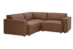 Canapé d'angle modulable vintage 3 places en cuir marron SPLIT