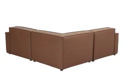 Canapé d'angle modulable vintage 3 places en cuir marron SPLIT