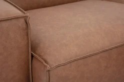 Canapé d'angle modulable vintage 3 places en cuir marron SPLIT