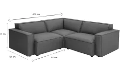 Canapé d'angle modulable vintage 3 places en cuir marron SPLIT
