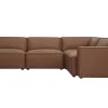 Canapé d'angle modulable vintage 5 places en cuir marron SPLIT