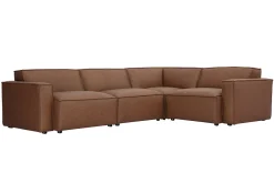 Canapé d'angle modulable vintage 5 places en cuir marron SPLIT