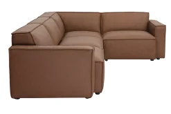 Canapé d'angle modulable vintage 5 places en cuir marron SPLIT