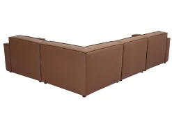 Canapé d'angle modulable vintage 5 places en cuir marron SPLIT