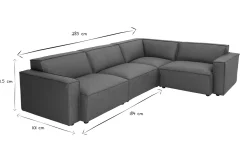 Canapé d'angle modulable vintage 5 places en cuir marron SPLIT