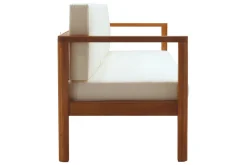 Canapé de jardin 3 places en bois massif et coussins déhoussables beige naturel L190 cm AKIS