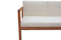 Canapé de jardin 3 places en bois massif et coussins déhoussables beige naturel L190 cm AKIS