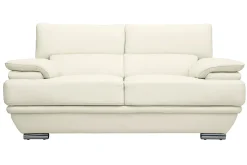 Canapé design avec têtières ajustables 2 places cuir blanc et acier chromé EWING