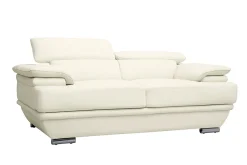 Canapé design avec têtières ajustables 2 places cuir blanc et acier chromé EWING