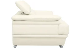 Canapé design avec têtières ajustables 2 places cuir blanc et acier chromé EWING
