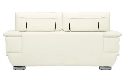 Canapé design avec têtières ajustables 2 places cuir blanc et acier chromé EWING