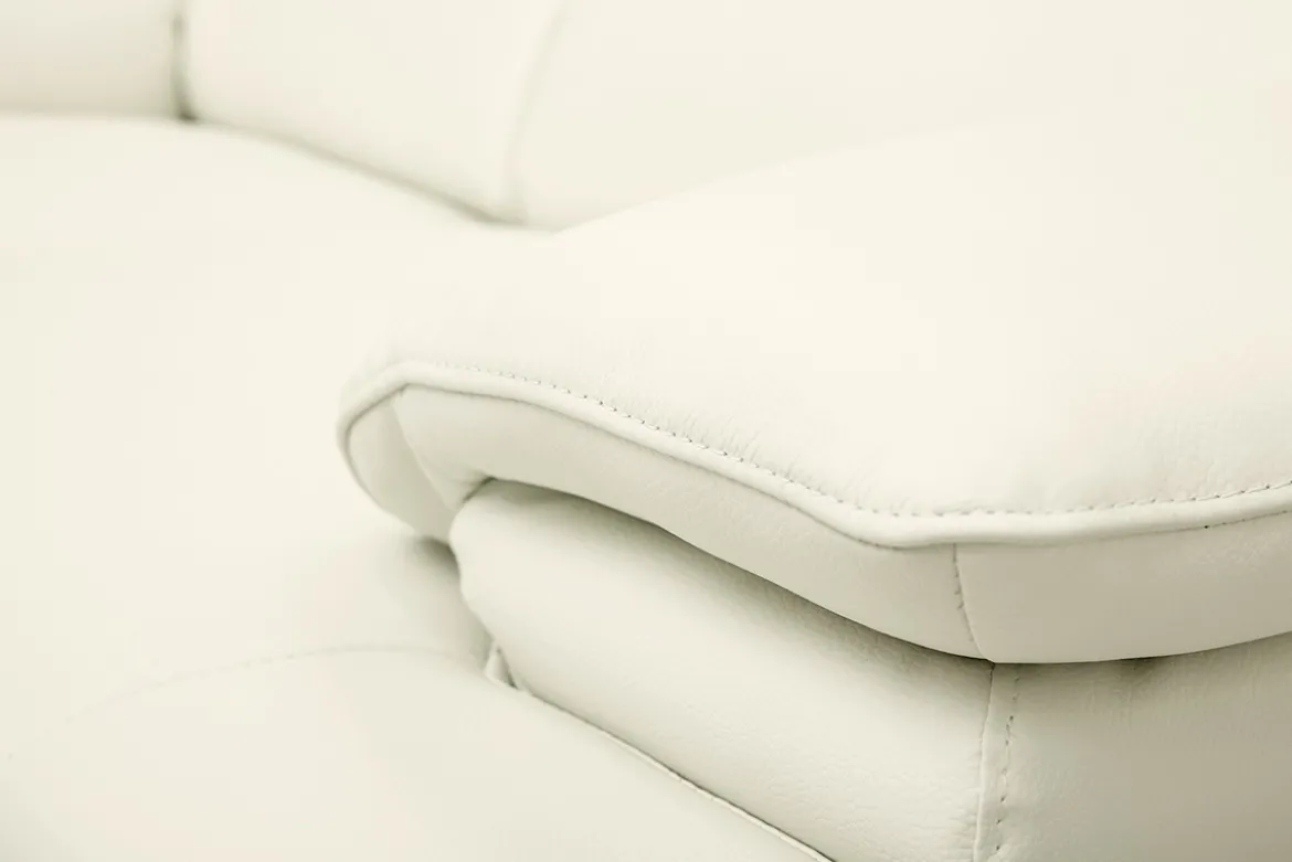 Canapé design avec têtières ajustables 2 places cuir blanc et acier chromé EWING