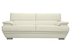 Canapé design avec têtières ajustables 3 places cuir blanc et acier chromé EWING