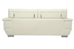 Canapé design avec têtières ajustables 3 places cuir blanc et acier chromé EWING