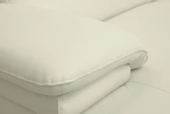 Canapé design avec têtières ajustables 3 places cuir blanc et acier chromé EWING