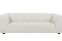 Canapé design en tissu effet velours beige 3-4 places OLIVEIRO