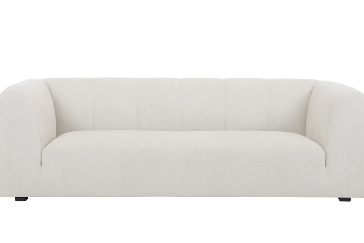 Canapé design en tissu effet velours beige 3-4 places OLIVEIRO