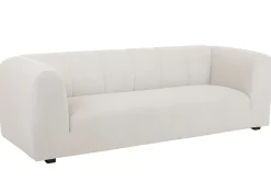 Canapé design en tissu effet velours beige 3-4 places OLIVEIRO
