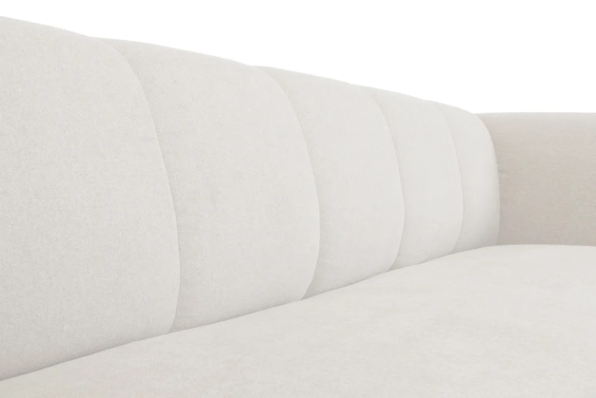 Canapé design en tissu effet velours beige 3-4 places OLIVEIRO