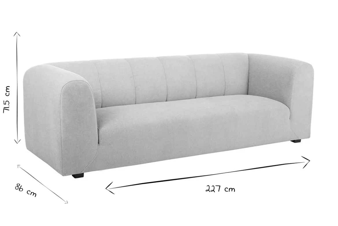 Canapé design en tissu effet velours beige 3-4 places OLIVEIRO