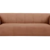 Canapé design en tissu effet velours terre brûlée 3-4 places OLIVEIRO