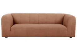 Canapé design en tissu effet velours terre brûlée 3-4 places OLIVEIRO