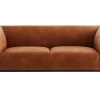 Canapé design 2-3 places en cuir aspect vieilli marron cognac MORRIS