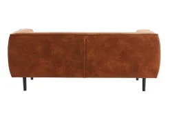 Canapé design 2-3 places en cuir aspect vieilli marron cognac MORRIS