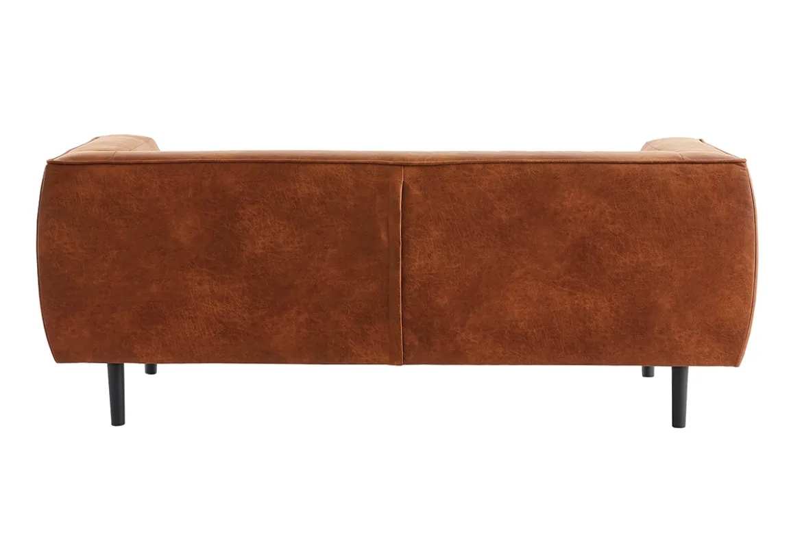 Canapé design 2-3 places en cuir aspect vieilli marron cognac MORRIS