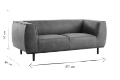 Canapé design 2-3 places en cuir aspect vieilli marron cognac MORRIS