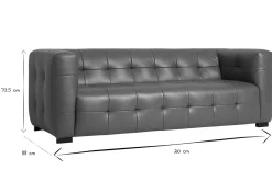 Canapé design 3 places en cuir marron CORTO