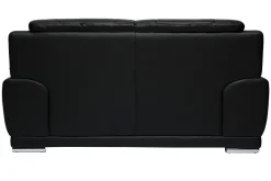 Canapé design 2 places en cuir noir et acier chromé TAMARA