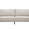 Canapé design 3 places en tissu effet velours texturé beige et métal noir MOSCO