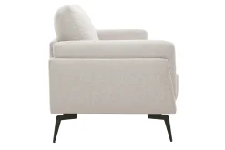 Canapé design 3 places en tissu effet velours texturé beige et métal noir MOSCO
