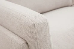 Canapé design 3 places en tissu effet velours texturé beige et métal noir MOSCO