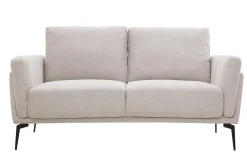 Canapé design 2 places en tissu effet velours texturé beige et métal noir MOSCO