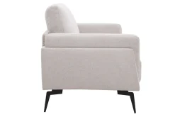 Canapé design 2 places en tissu effet velours texturé beige et métal noir MOSCO